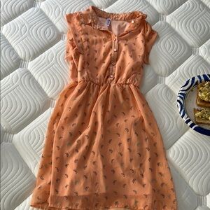 Kids (S) Orange Dress with a Butterfly Pattern